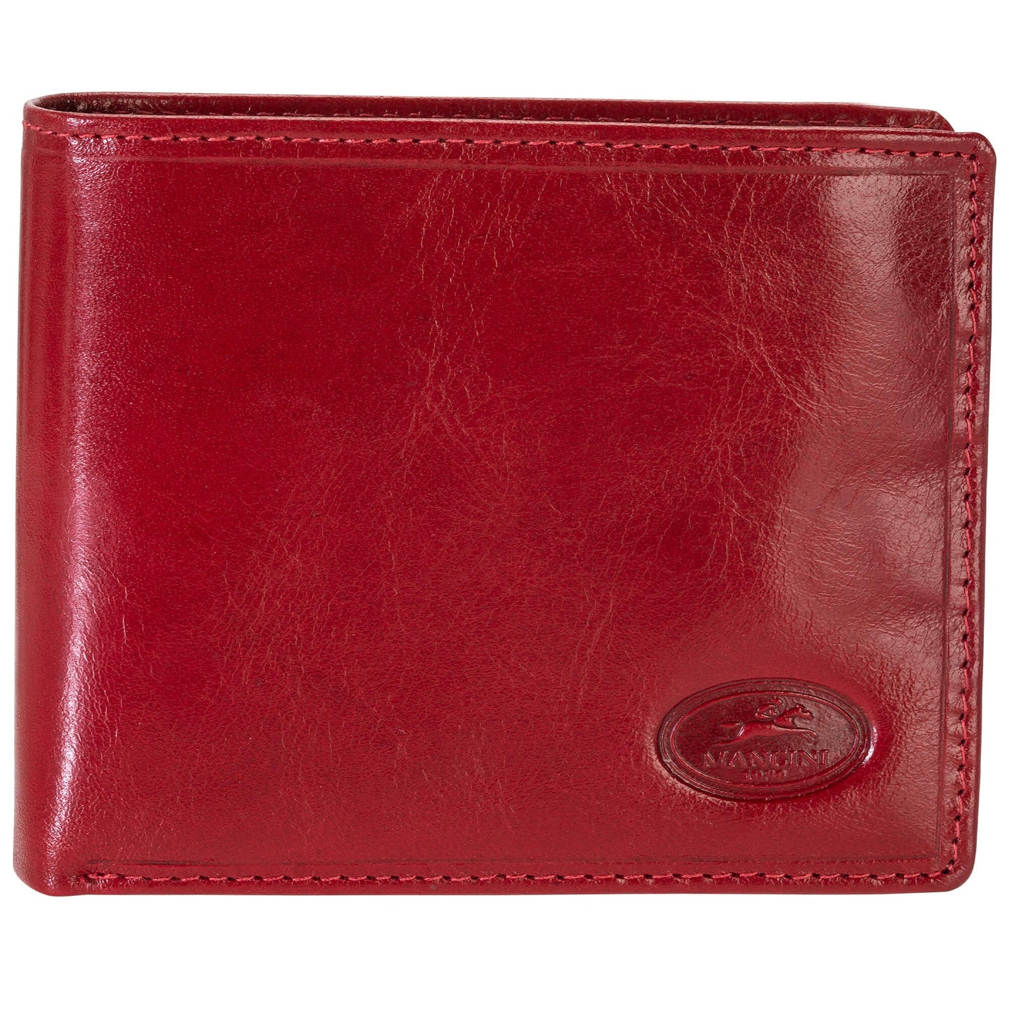 Mancini Men's RFID Secure Center Wing Wallet with Coin Pocket - Red