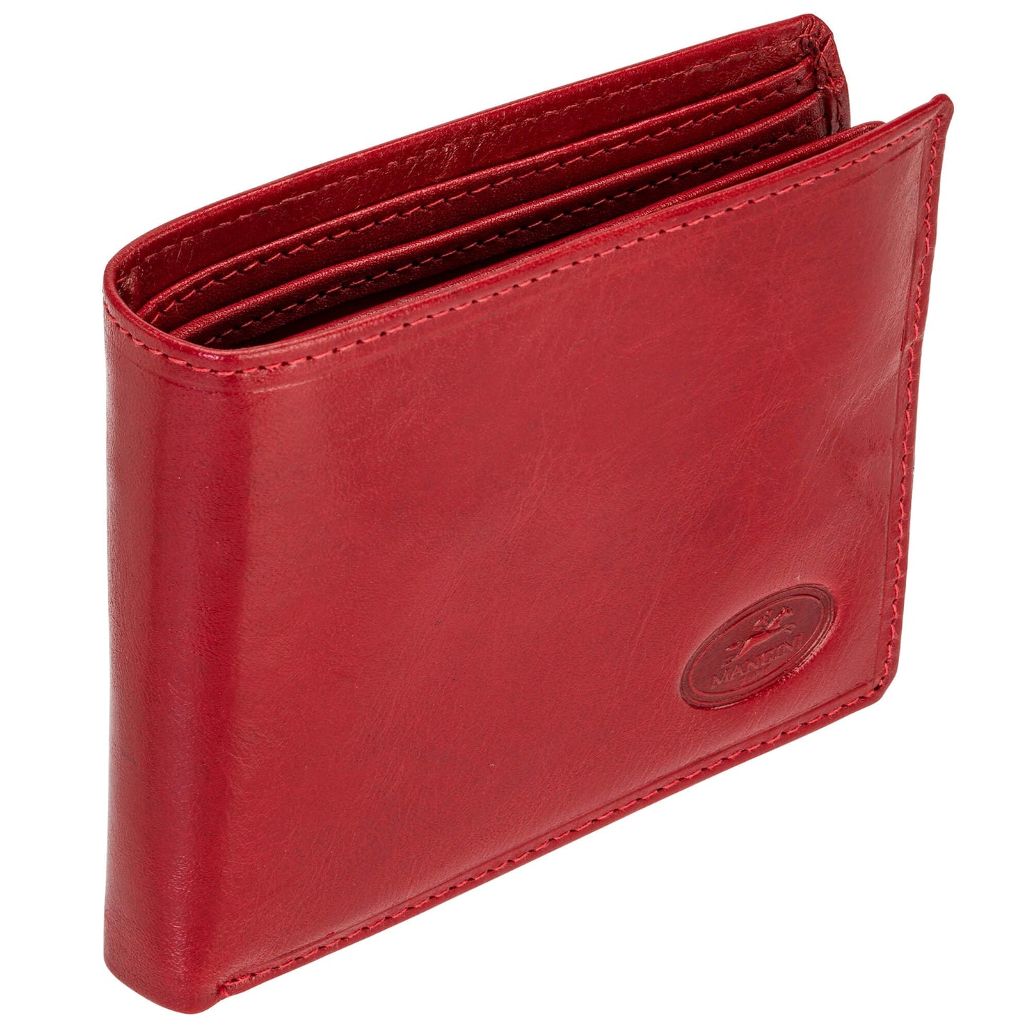 Mancini Men's RFID Secure Center Wing Wallet with Coin Pocket - Red