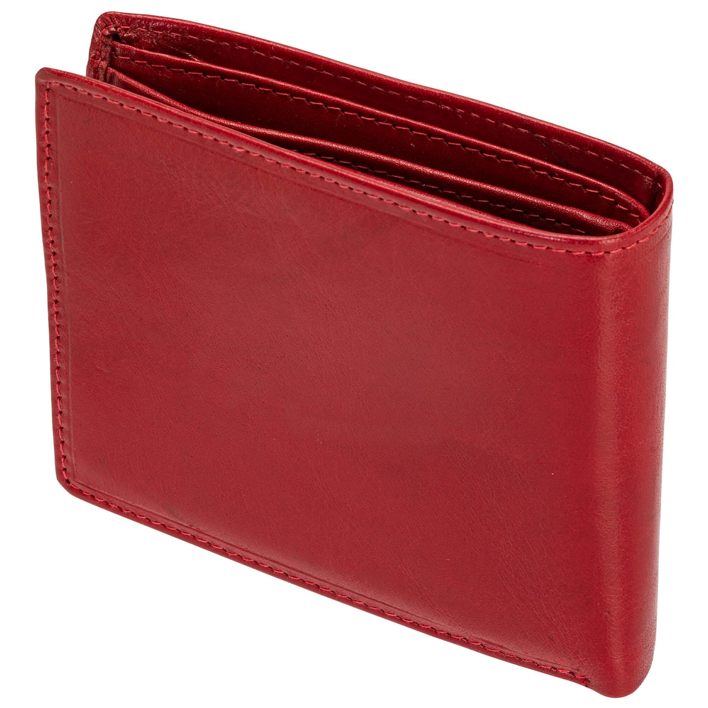 Mancini Men's RFID Secure Center Wing Wallet with Coin Pocket - Red