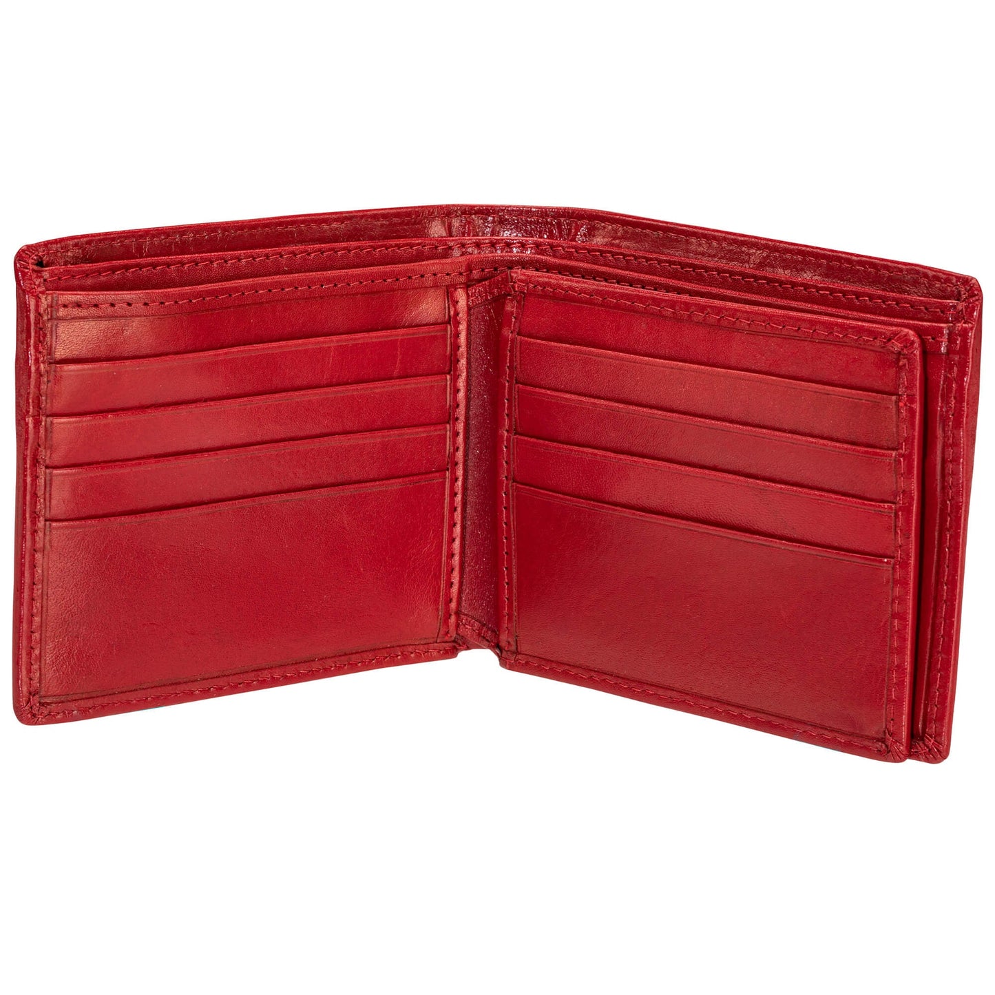 Mancini Men's RFID Secure Center Wing Wallet with Coin Pocket - Red