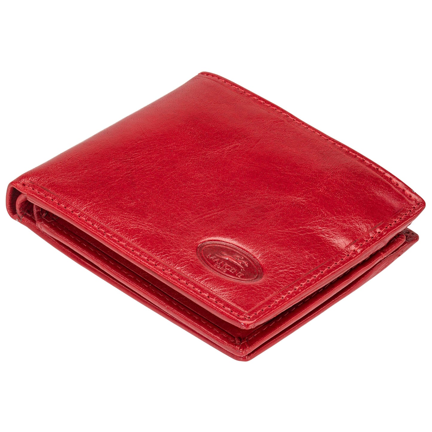 Mancini Men's RFID Secure Center Wing Wallet with Coin Pocket - Red